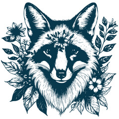 Fototapeta premium Aesthetic Fox Silhouette Graphic Nature Scenery Vector Illustration