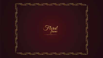 Vintage card frame with golden floral ornament border isolated floral background. Golden luxury realistic  border. Vector illustration