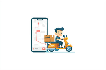 Online delivery on mobile application, Food order app. E-commerce concept, online order tracking