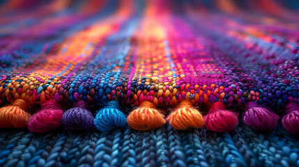 Fototapeta premium Closeup of Colorful Knitted Fabric - Abstract 3D Background