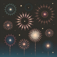 Fototapeta premium fireworks 불꽃놀이 일러스트