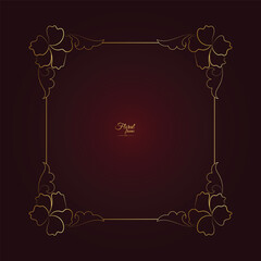 Vintage card frame with golden floral ornament border isolated floral background. Golden luxury realistic  border. Vector illustration