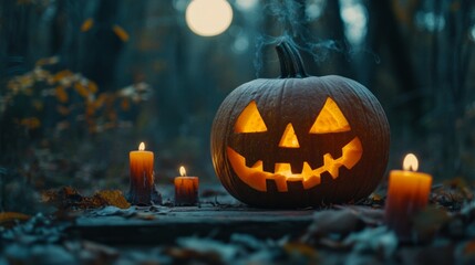 The concept of halloween day and national pumpkin day. Background for banner, ads, wallpaper, business, invitation, and many more