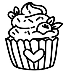 hand drawn cupcake doodle cartoon