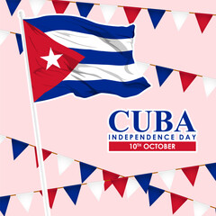 Obraz premium Vector illustration of Cuba Independence Day social media feed template