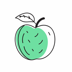 Doodle outline apple with spot Vector illustration for packing on a isolated white background (1)