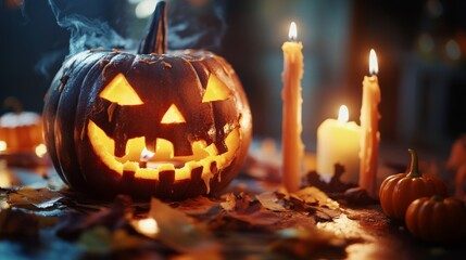 The concept of halloween day and national pumpkin day. Background for banner, ads, wallpaper, business, invitation, and many more