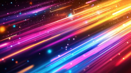 Fototapeta premium Abstract Neon Lights Background with Glowing Stripes and Bokeh