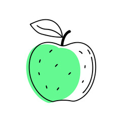 Doodle outline apple with spot Vector illustration for packing on a isolated white background (16)