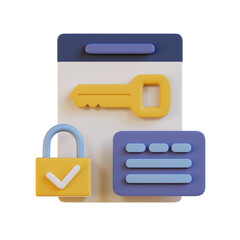 A digital illustration featuring a key, padlock, and document, symbolizing security and access.