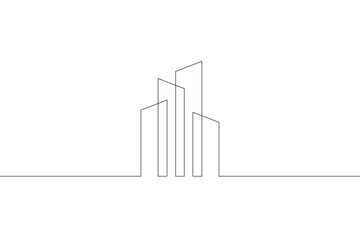 Continuous one line drawing house logo minimal. Construction. Building structure scheme. Home silhouette. Architecture. One continuous line isolated minimal illustration.