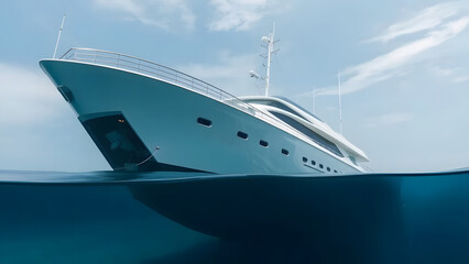 luxury ship Sinking modern large white boat goes underwater