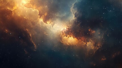 Fototapeta premium Conceptual art of cosmic nebulas with faint, ethereal traces of light and matter drifting through space.