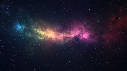 Naklejka premium Image of a night sky with diffuse, colorful nebulae and subtle traces of cosmic gas and dust.