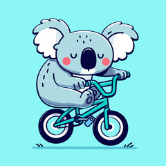 Koala Riding Bike Cartoon Illustration