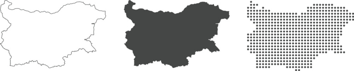 Bulgaria map detailed in outline, grey color, dotted style.