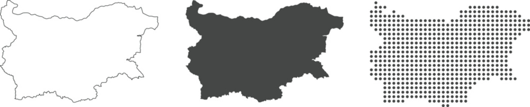 Bulgaria map detailed in outline, grey color, dotted style.