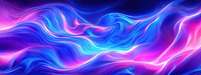 Naklejka premium Holographic patterns, cyan and magenta, futuristic vibe, soft ambient light