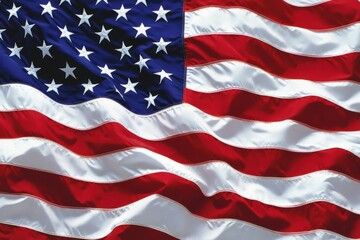 Obraz premium Flag Waves: Photograph the American flag waving in the breeze, emphasizing its symbolism and patriotism.