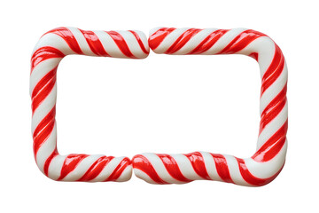 Fototapeta premium Christmas candy cane red and white striped rectangle frame. Festive striped candy lollipop pattern