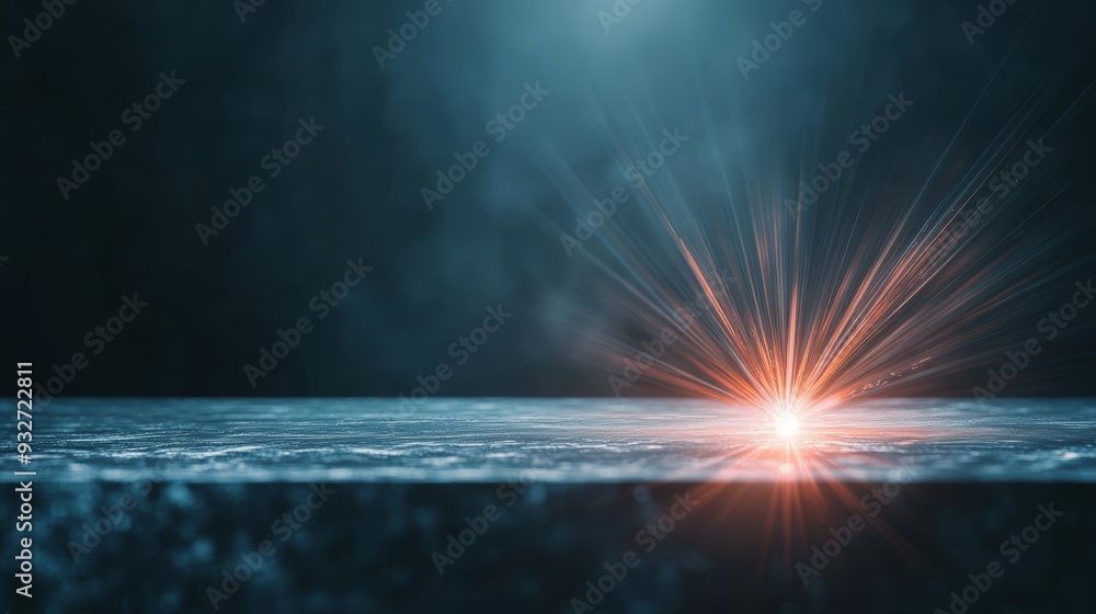 Poster a captivating image of radiant light emerging from a surface, creating an ethereal atmosphere with s