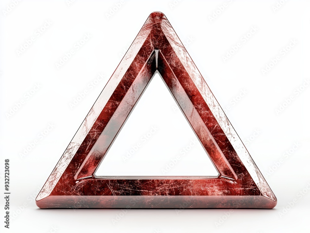Poster a polished, artistic triangular shape with a vibrant red marble texture, ideal for modern design or 