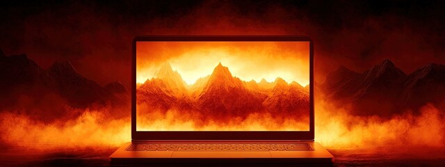 Startup website design, responsive layout, on a laptop screen, soft glowing light