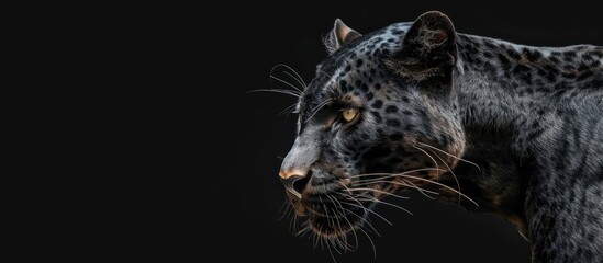 portrait of a black Panther with a dark back. wild animals © Gadiel