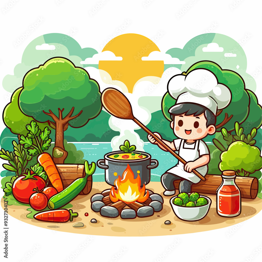 Wall mural cooking in nature vector