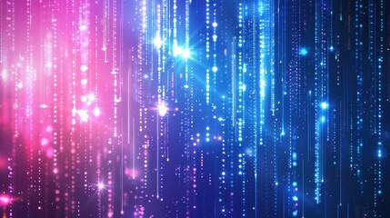 Obraz premium Cybernetic Symphony. Abstract digital technology futuristic blue pink background concept