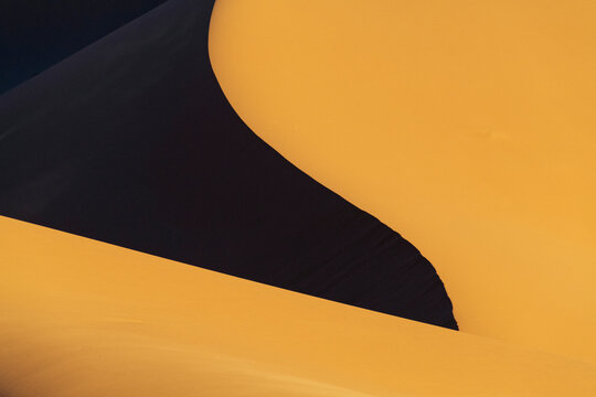 Africa, Erg Chebbi, Morocco. Desert dune contrast. 