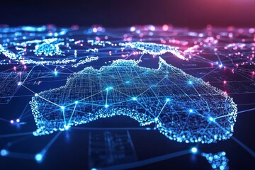 Digital map of australia network connectivity created with generative ai