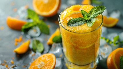 Refreshing citrus smoothie with orange lemon and mint