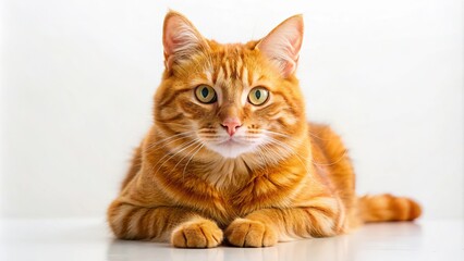 Fototapeta premium Vibrant image of a playful red cat against a white background