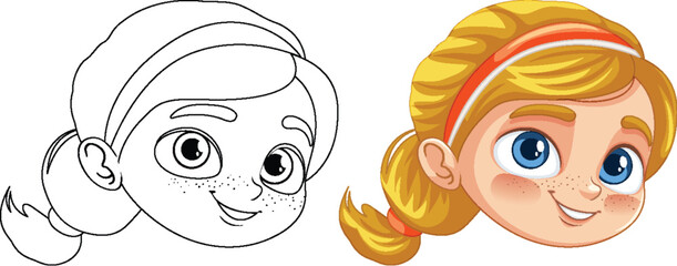 Fototapeta premium Smiling Tennis Girl Illustration