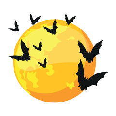 Bats Flying Halloween with Moon