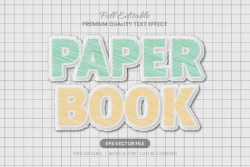 Paper Book editable text effect,font graphic style on grid background ideal for book covers, posters, social media graphics, digital designs, presentations, and educational materials.