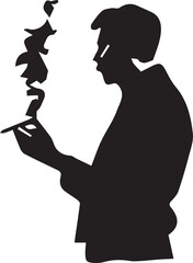 Cameo man smoking black silhouette