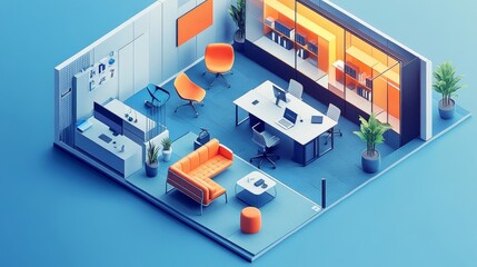 Fototapeta premium Isometric View of a Modern Office Interior