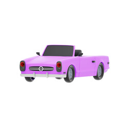 pink convertible car 3d illustration