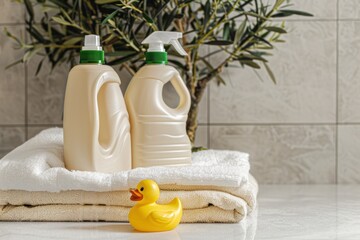 Bathroom Essentials: Towels, Detergent and a Rubber Duck