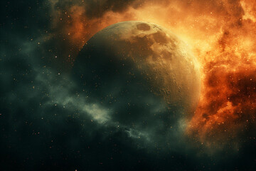 Obraz premium View of the Earth, star and galaxy. Sunrise over planet Earth, view from space. Concept on the theme of ecology, environment, Ai