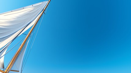 Sailboat sail against a bright blue sky.