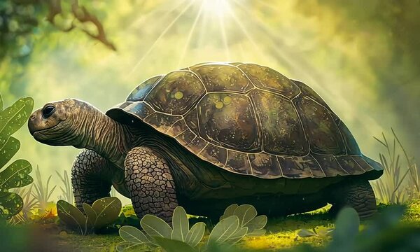 turtle looking on nature background