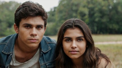 Fototapeta premium Young couple looking at camera
