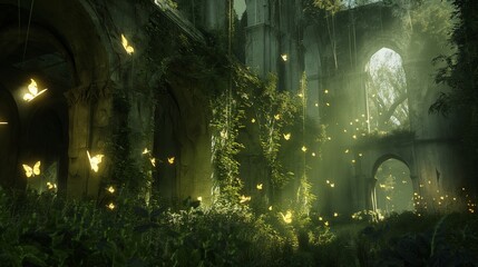 abandon buildings in dream with green