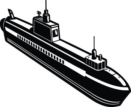 recommend clip art: Military Submarine in flat  vector image 2