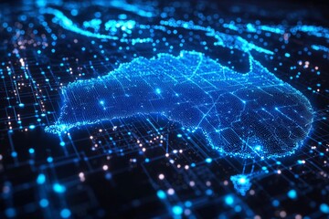 Obraz premium Digital map of australia network connectivity created with generative ai