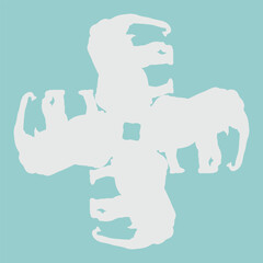 a ceramic design in the shape of an elephant that is rotated so that it becomes abstract