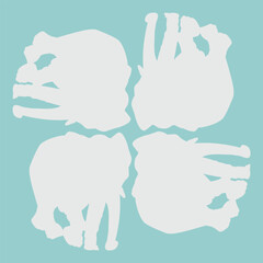 a ceramic design in the shape of an elephant that is rotated so that it becomes abstract